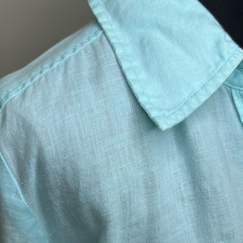 DRESSBARN Womens LINEN Acqua  casual Button-Up Shirt size M - Picture 10 of 11